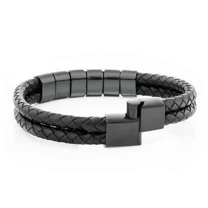 Bracelet en cuir avec perles gravées