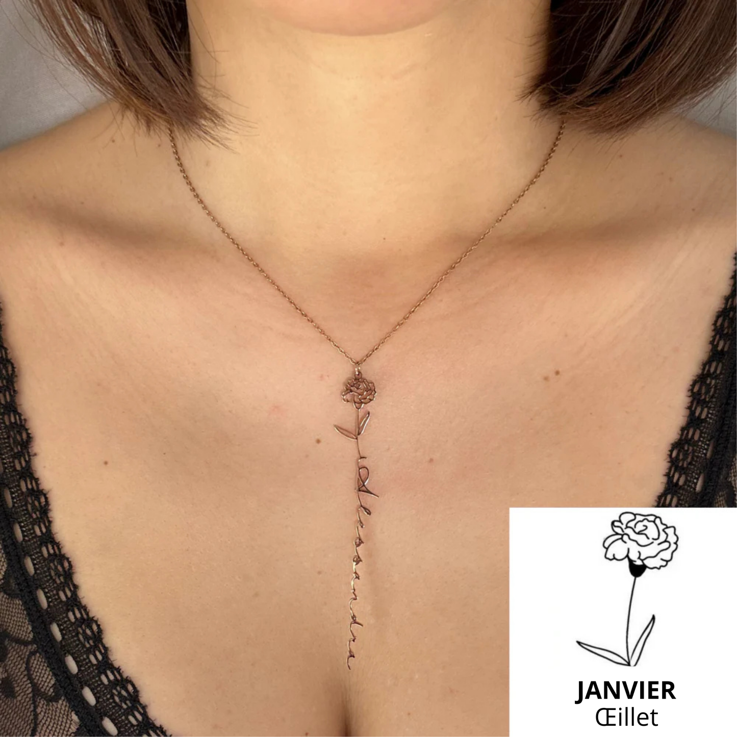 Collier Prénom & Fleur de Naissance