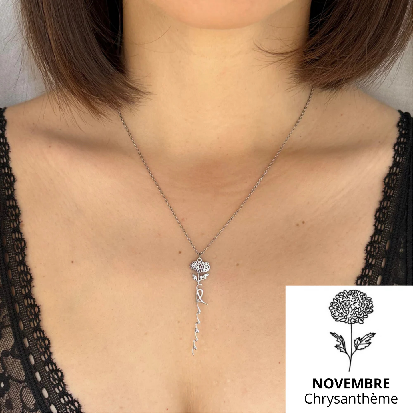 Collier Prénom & Fleur de Naissance