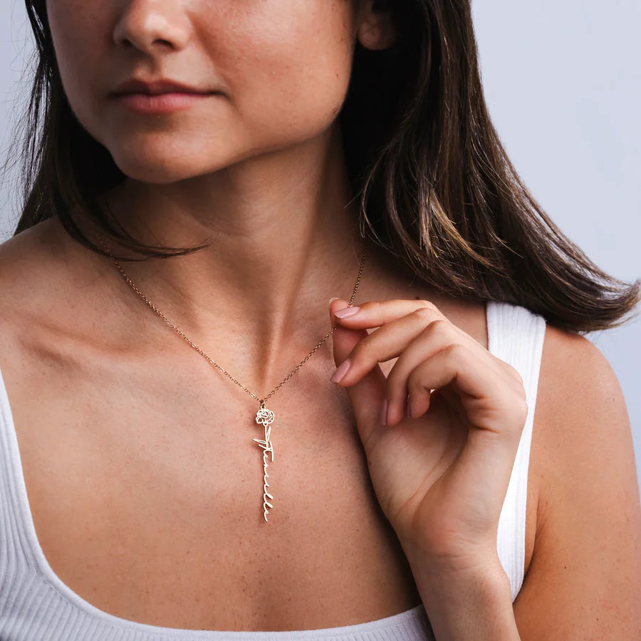 Collier Prénom & Fleur de Naissance
